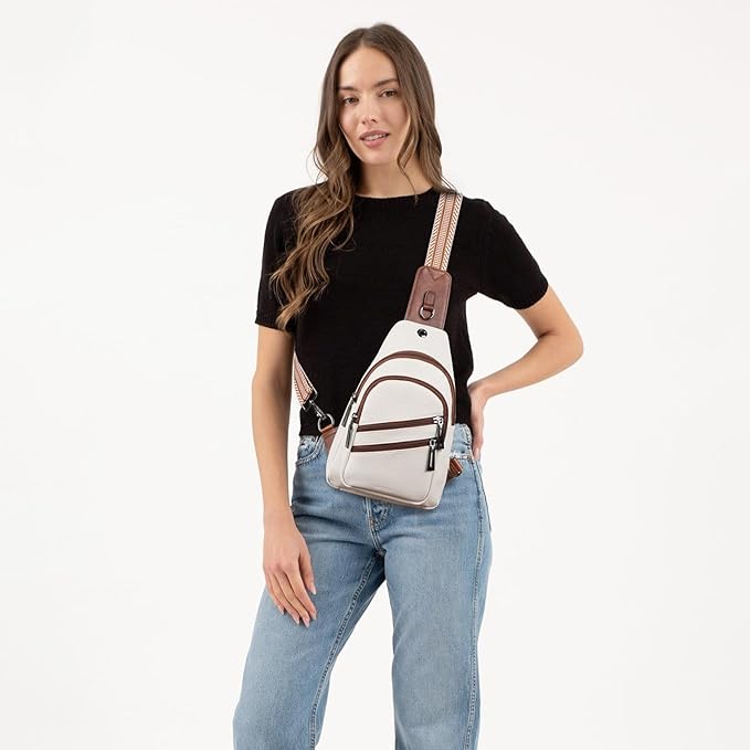 Sling Bag for Women Crossbody Purse Leather Crossbody Bag Fanny Pack Chest Pack for Travel Everyday Vacation