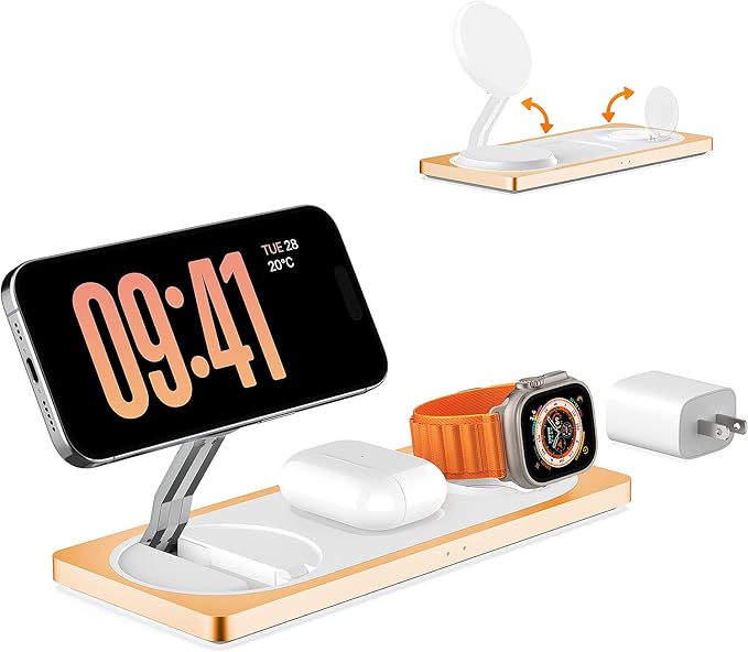 3 in 1 Charging Station for Apple Devices: Used for iPhone and Watch Charging Station with Magsafe Charger Stand, Wireless Charger for iPhone16/15/14/13/12, Apple Watch 1-9/Ultra, AirPods 3 Pro