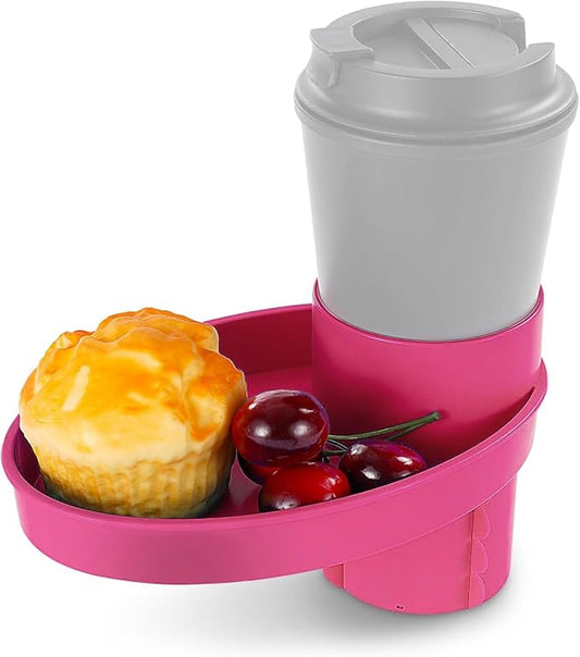 Car Seat Tray - Easily Expands Snack Tray Cup Holder Tray into 360° Cup & Travel Tray for Kids Car Seat, Booster, and Stroller (Pink)