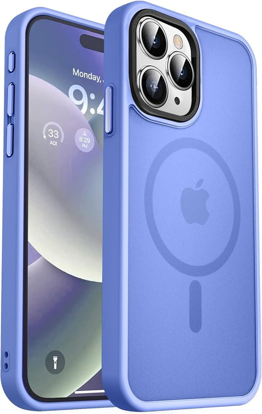 MOCCA Strong Magnetic for iPhone 15 Pro Max Case, [Compatible with Magsafe][13FT Military Drop Protection] Slim Translucent Matte Shockproof Case for iPhone 15 ProMax Case 6.7'', Blue