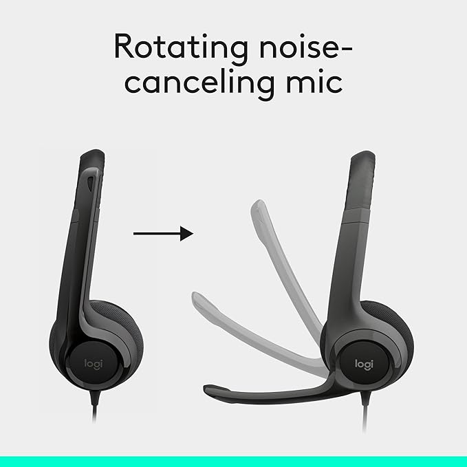 Logitech H390 Gaming Headphones, Wired Headphones with Mic, USB Headset with Microphone for PC, Noise Cancelling Microphone for Video Meetings, Music, Gaming - Black (Pack of 12)