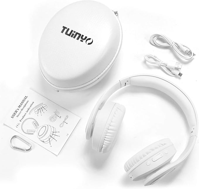 TUINYO Wireless Bluetooth Headphones - Over Ear Headset with 40H Playtime, Deep Bass, Memory-Protein Earmuffs, Mic & Wired Mode - Compatible with PC, Cell Phones & TV | Model