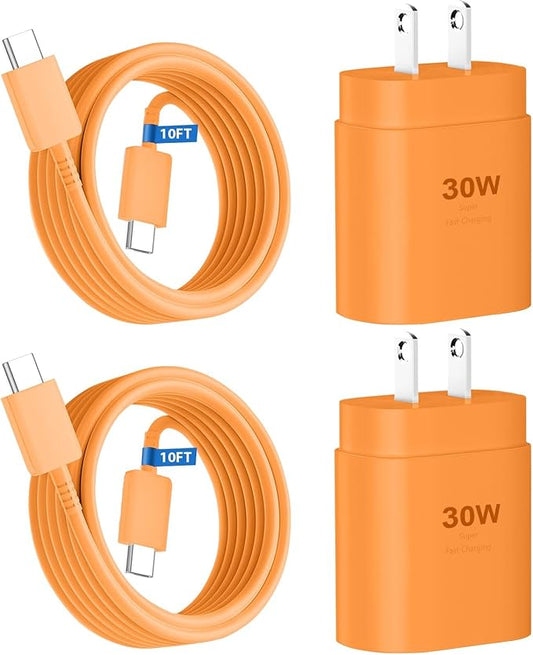 Phone 17 16 15 Charger Fast Charging,30W USB C Phone 17 16 15 Pro Max Charger Block & 10FT Long Type C Cable Cord for i.Phone 17/17 Air/17 Pro/17 Pro Max/16/16 Pro Max/15/15 Pro Max,Orange