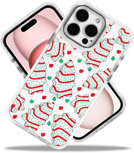 DAIZAG Case for iPhone 16 Pro, [Compatible with MagSafe],Phone Case for Women Girls Magnetic Clear Cover,Christmas Tree Polka Dots