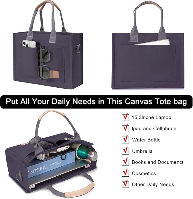Tote Bags for Women Canvas Tote Purse Crossbody with Pockets Top Handle Shoulder Satchel Bag for Women
