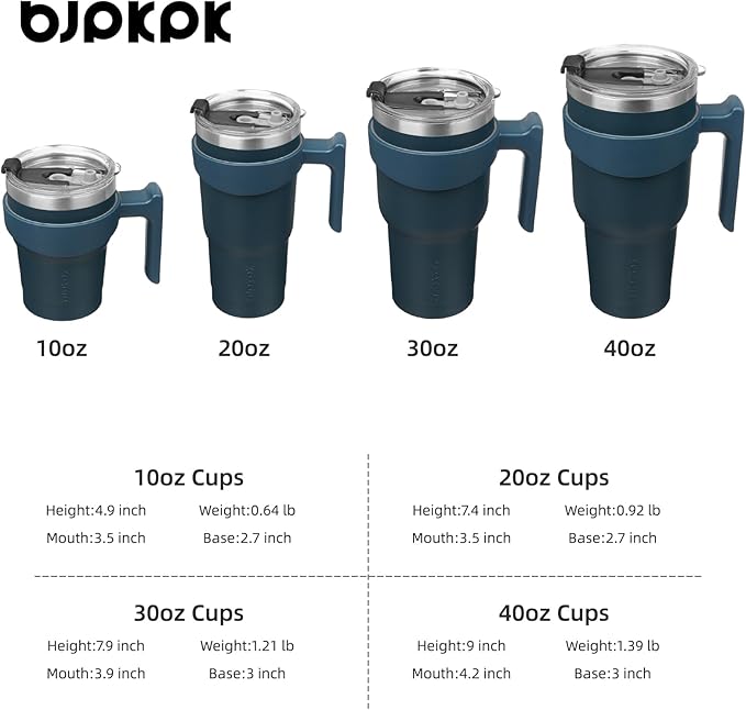BJPKPK Tumbler With Handle 10oz Stainless Steel Insulated Tumbler Mugs With Lid And Straw For Women And Men,Navy Blue