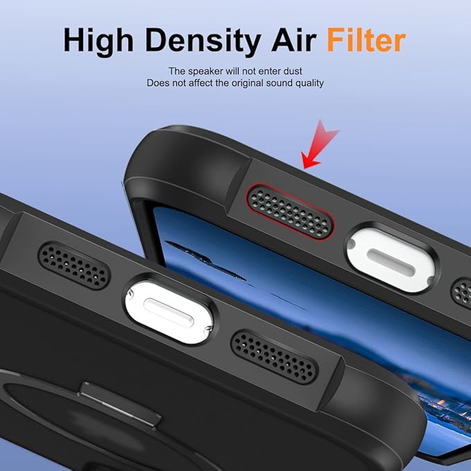 Compatible with iPhone 13 Case & iPhone 14 Case with Invisible Magnetic O-Ring Stand Translucent Phone Cases for 13 & 14 6.1" [Compatible with Mag-Safe][Great Grip Feeling], Black