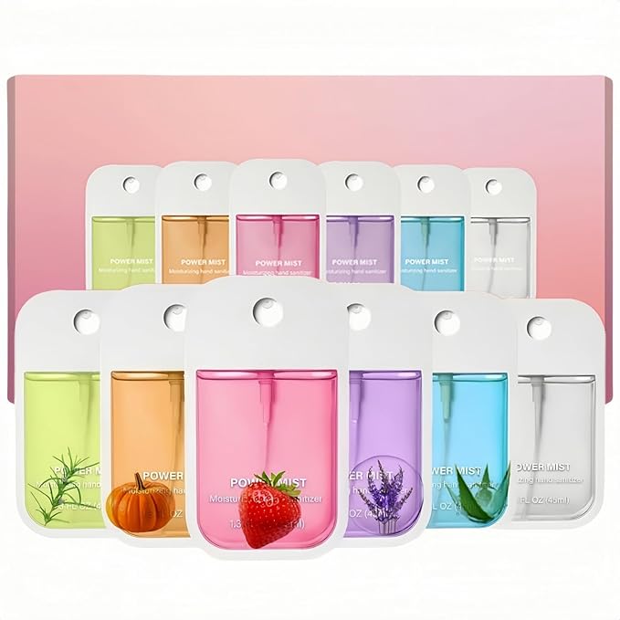 6 Pcs Hand Sanitizer Spray, Portable Power Mist Hydrating Hand Sanitizers Spray for Adults and Kids, 7.8 FL. OZ. Travel Size, 5 Scents