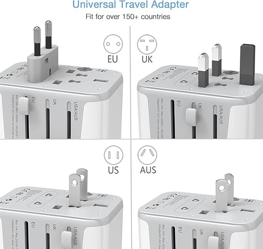 TESSAN Universal Travel Adapter, International Power Adapter with 4 USB Ports (1 USB C), Worldwide Plug Adaptor Wall Charger for USA to Europe UK France Germany Spain Ireland Australia(Type C/G/A/I)