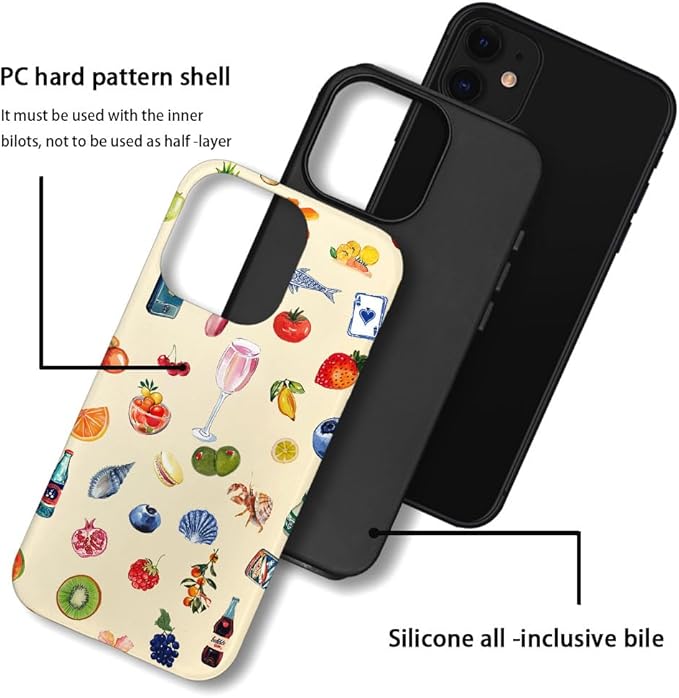DAIZAG Case Compatible with iPhone 12,Fit Shockproof Cover for Women Girls,Fruit Flower Seashell Aesthetic
