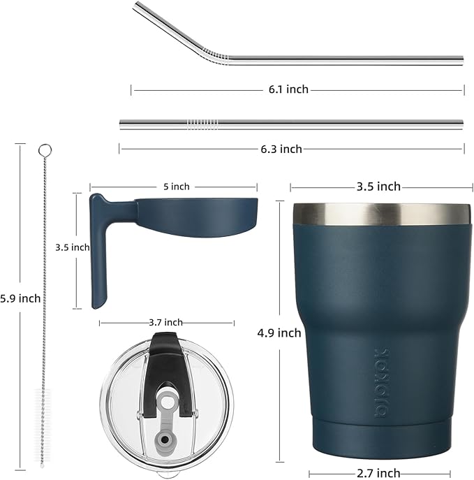 BJPKPK Tumbler With Handle 10oz Stainless Steel Insulated Tumbler Mugs With Lid And Straw For Women And Men,Navy Blue