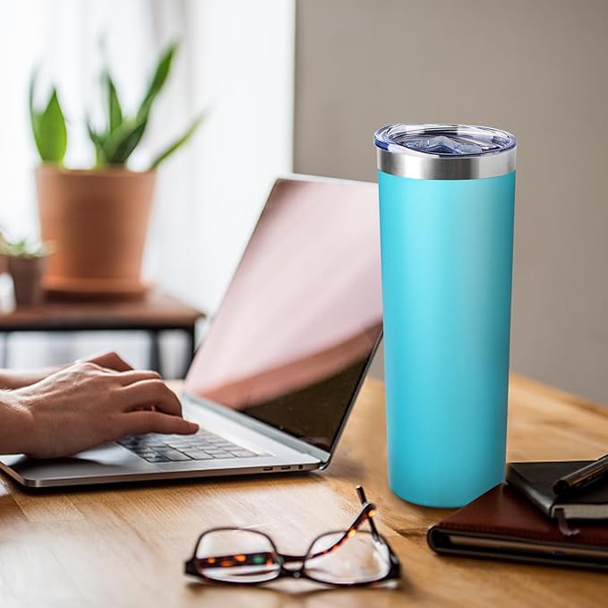 20 oz Skinny Tumbler with Lid and Straw,Stainless Steel Vacuum Insulated Tumbler Cup Double Wall Leak-proof Coffee Mug,Travel Thermal Water Tumbler for Office,Outdoor (Lavender/Cream/Pink/Baby blue)