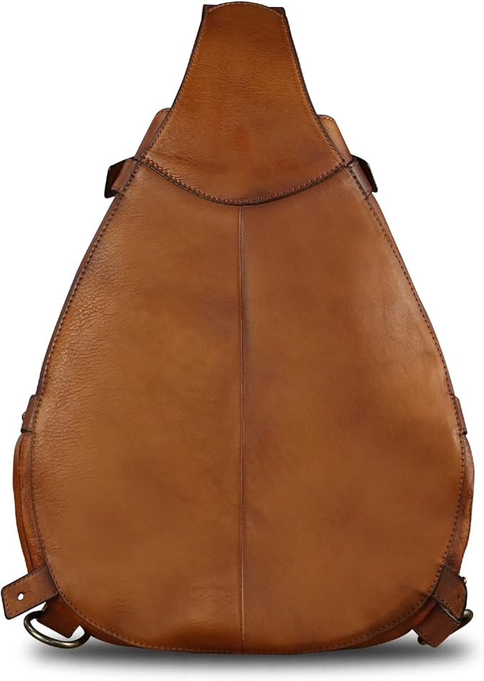 Genuine Leather Sling Bag for Men and Women Large Real Leather Sling Backpack Shoulder Crossbody Bag Chest Bags