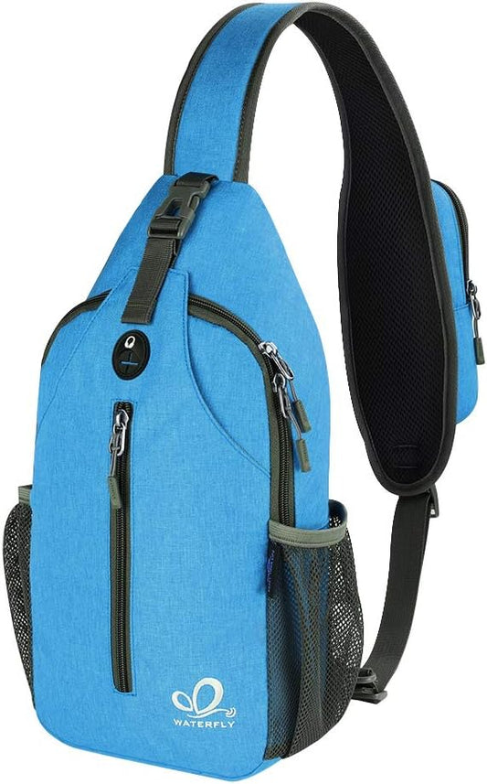 WATERFLY Crossbody Sling Backpack Sling Bag Travel Hiking Chest Bag Daypack