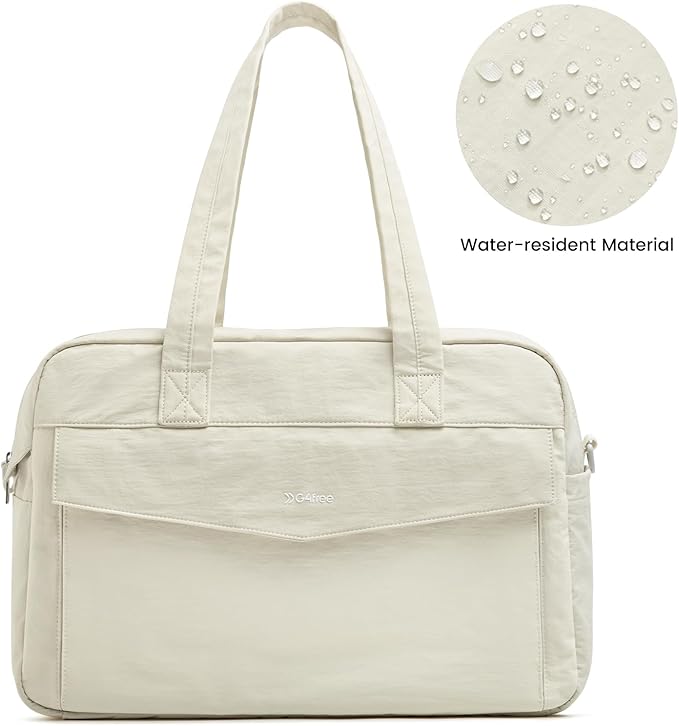 G4Free Expandable Duffle Bag for Travel Weekender Overnight Carry On Tote Duffel Bags for Men Women (Beige)