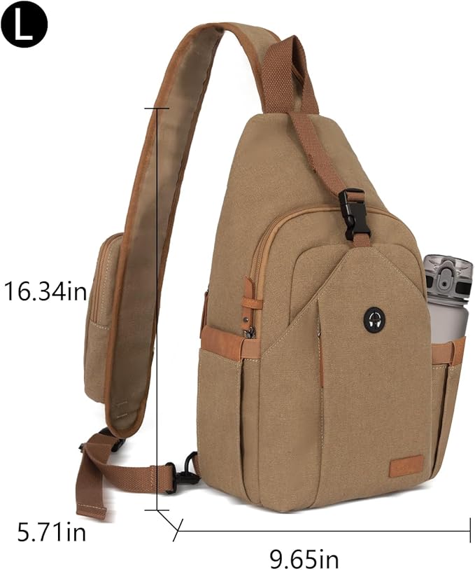 Sling Bag for Men, Large Crossbody Bag Men with Anti Theft Tunnel Lock Zipper Canvas Sling Backpack for Travel Hiking