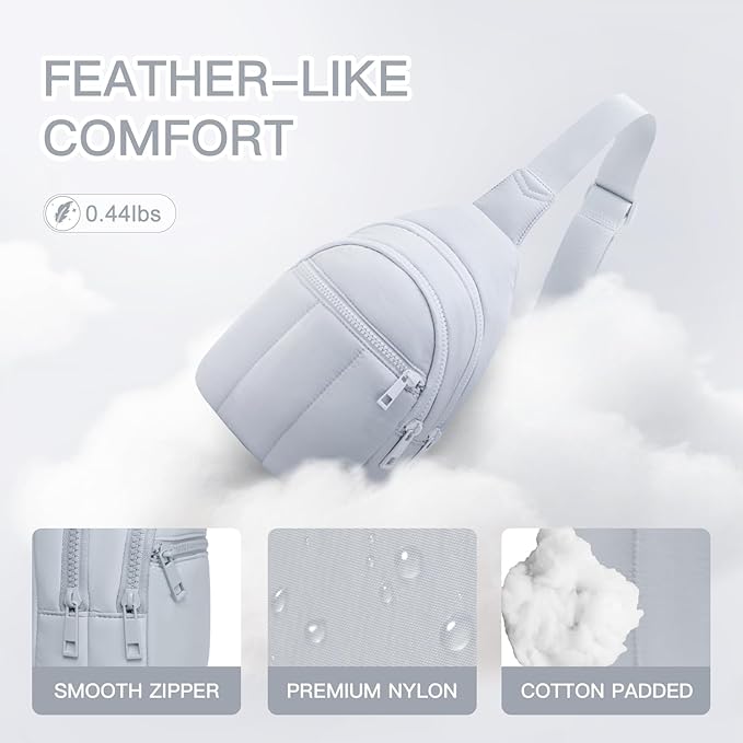 Quilted Puffer Crossbody Bags for Women Small Puffy Sling Bag Lightweight Cross Body Bubble Purse Shoulder Bag for Travel (Gray)