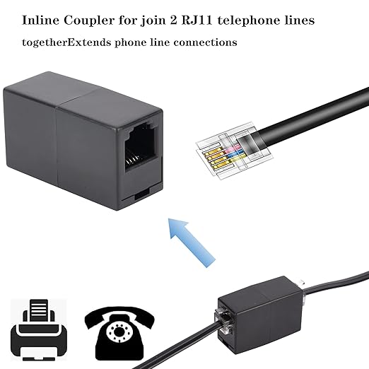 Telephone Extension Cord Phone Cable Line Wire, with Standard RJ11 Plug (50FT-Black)