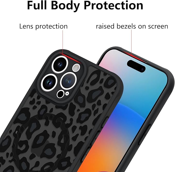 KANGHAR Case for iPhone 16 Pro Phone Case [Compatible with Magsafe] Leopard Printed Pattern Cute Cheetah Protective Magnetic Case for Girls Women Men 6.3"
