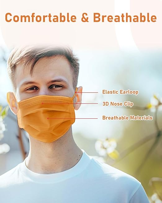 Face Masks Disposable 100 Pack, 4 Ply ASTM Level 3 Medical Grade, FSA/HSA Eligible, Breathable for Adult Outdoor Protection, Individually Wrapped for Home, School & Office, Golden Brown