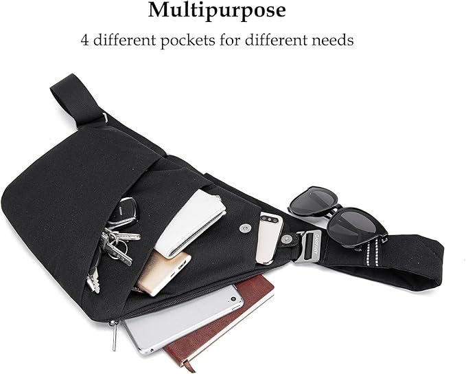 Anti-Theft Crossbody Sling Bag Unisex Slim Water Resistant Shoulder Bag Outdoor Casual Hiking Daypack