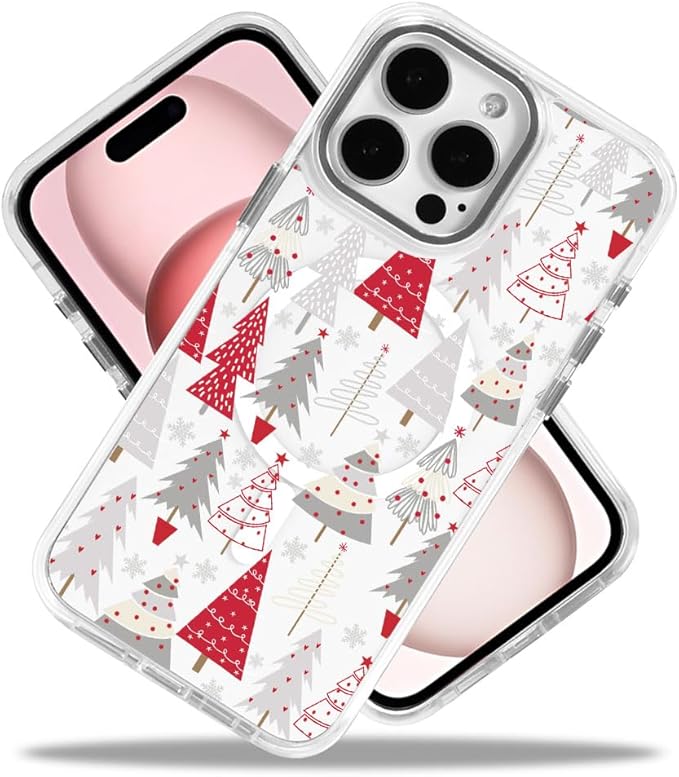 DAIZAG Case for iPhone 16 Pro, [Compatible with MagSafe],Phone Case for Women Girls Magnetic Clear Cover,Christmas Tree Snowflake