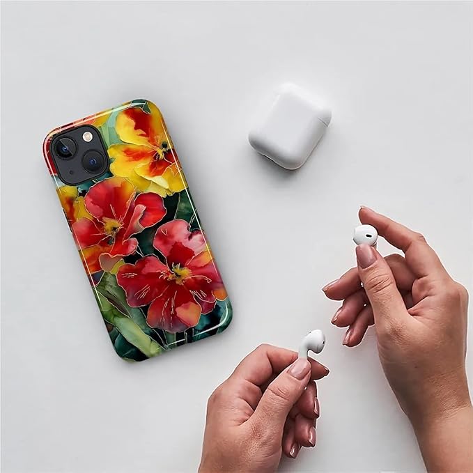 Case for iPhone 13 iPhone 14 Case,Vintage Floral Girly Design - Hybrid Dual Protection Silicone + Hard PC Shockproof Full Body Cover Slim Anti-Scratch Protective Case for Men Women