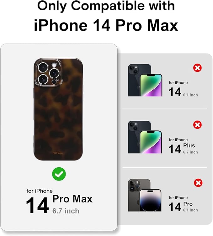 Phone Case for iPhone 14 Pro Max Cute Stylish Leopard Aesthetic Tortoise Amber Design Slim Shockproof Translucent Matte Brown Clear Case for iPhone 14 Pro Max, Deep Tortoise Print