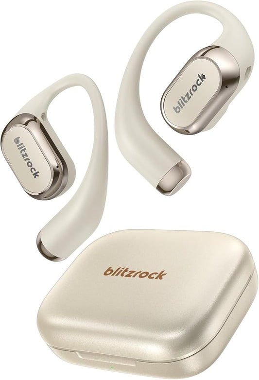 BlitzRock CT3 Pro Open Ear Headphones, Rich Balanced Sound, AI ENC 4 Mics Clear Calls,40H Playtime, IPX5 SweatSafe, Bluetooth 5.4 Wireless Earbuds with Earhooks, App Control