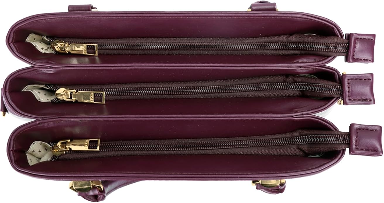 KKXIU Women Satchel Bags Handle Shoulder Handbags and Purses Pockets Zipper Leather Crossbody Bags