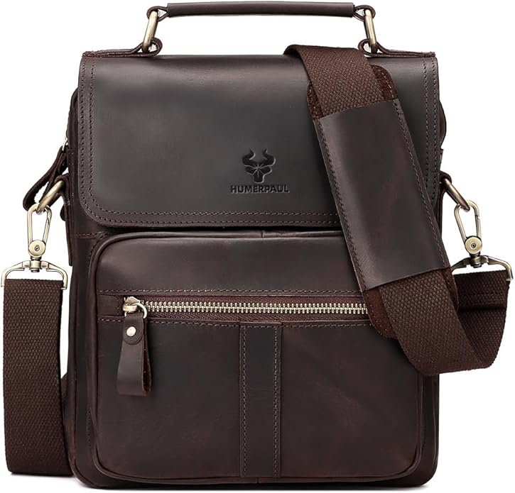 gzcz Leather Sling Shoulder Crossbody Bag Man Purse Messenger Bags for Men Women Outdoor Travel Business