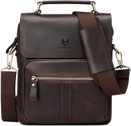 gzcz Leather Sling Shoulder Crossbody Bag Man Purse Messenger Bags for Men Women Outdoor Travel Business