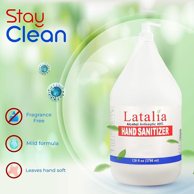 Hand Sanitizer Gallon - Hand Sanitizers Refill Unscented Clean Scent Non-Drying Moisturizing Gel (128 Fl. Oz, 3786 ml)