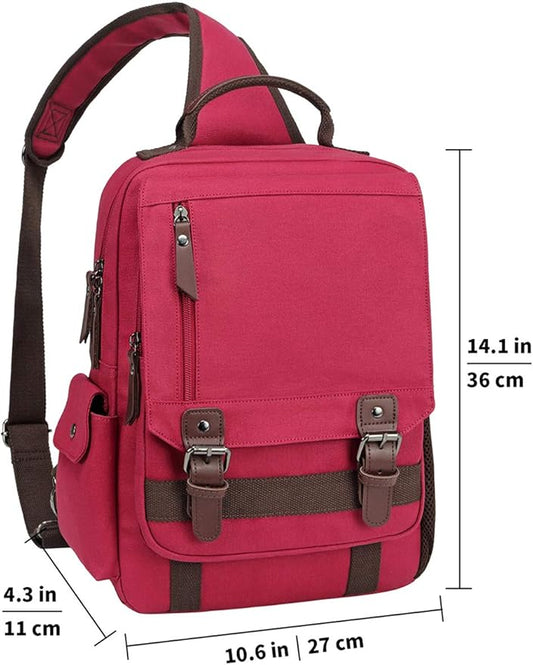 mygreen Canvas Cross Body Messenger Bag Shoulder Sling Backpack Travel Rucksack