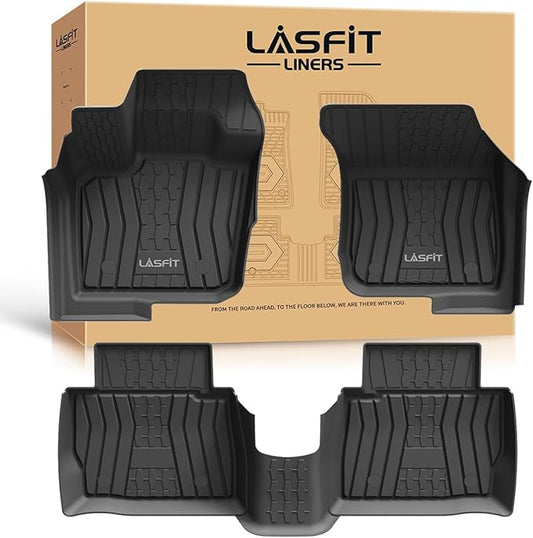 LASFIT Floor Mats Fit for Ford Fusion 2020-2017 (Include Hybrid)/ for Lincoln MKZ 2020-2017 All Weather Protection TPE Custom Fit 2020 2019 2018 2017 Floot Liners Accessories, 1st & 2nd Rows, Black