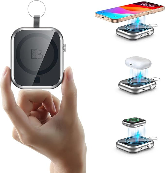 Magnetic Power Bank 10000mAh with Detachable Lanyard-3-in-1 Magnetic Wireless Charger,22.5W PD Fast Charging,Compact Portable Battery Pack for iPhone 16/15/14/13/12,Apple Watch & AirPods
