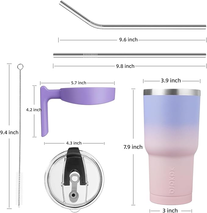 BJPKPK 30 oz Tumbler With Handle And Straw Stainless Steel Travel Mug Insulated Tumbler Cups With Lids,Pastel Sunset