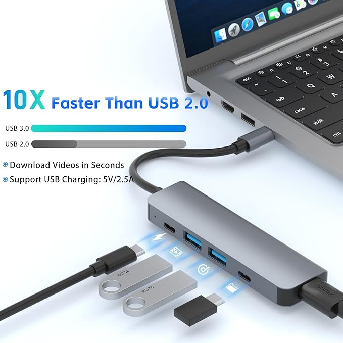 USB C Hub HDMI Adapter, 5 in1 Docking Station with 4K HDMI, USB C Data Port,100W PD, and USB 3.0 & 2.0 Compatible for MacBook Pro/Air, Dell XPS, Lenovo Thinkpad More Type C Devices