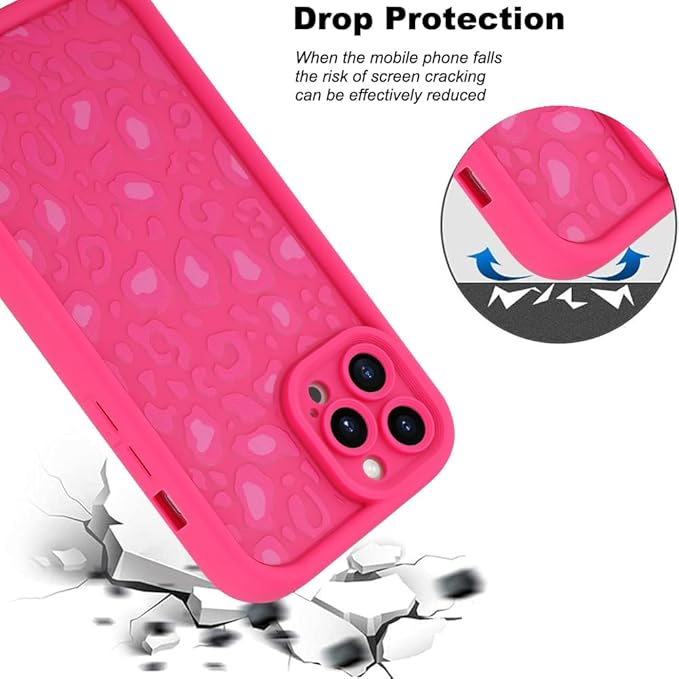 KANGHAR Case for iPhone 12 Pro Leopard Printed Pattern Cute Cheetah Phone Case Soft TPU Shockproof Protective Cover for iPhone 12 Pro 6.1 Inch Hot Pink