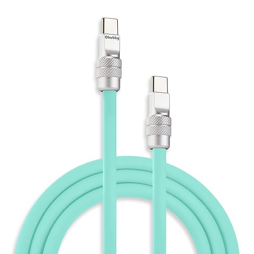 chubbycable Chubby 2.0 Fast Charging Cable Durable Soft Silicone USB C Cable 240W Extra Thick Charger Cord Compatible with iPhone 16/15 Series iPad, Light Blue, Type-C to Type-C, 3.3 FT