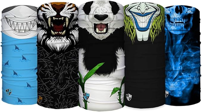 S A Company Kids' Face Shields UPF 30+, Breathable Multipurpose Neck Gaiters for Boys and Girls (Pack of 5)