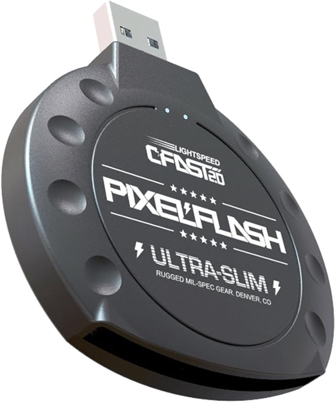 PixelFlash CFast 2.0 Card Reader (Black) - Memory Card Adapter with USB 3.0, 500Mb/s File Transfer, Ultra-Slim & Anti-Slip Rubber Shell, Compatible with Most Brands & OS