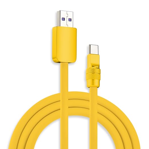 chubbycable Chubby 2.0 Fast Charging Cable Durable Soft Silicone USB C Cable 120W Extra Thick Charger Cord Compatible with iPhone 16/15 Series iPad, Yellow+Yellow, USB-A to Type-C, 8.2FT