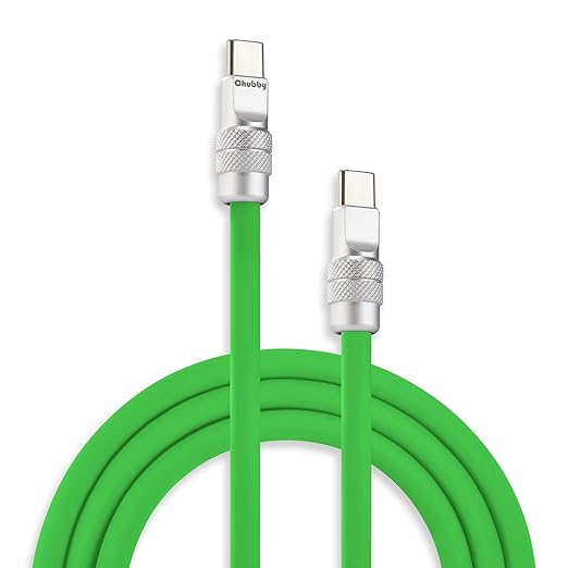 chubbycable Chubby 2.0 Fast Charging Cable Durable Soft Silicone USB C Cable 240W Extra Thick Charger Cord Compatible with iPhone 16/15 Series iPad, Green, Type-C to Type-C, 3.3 FT