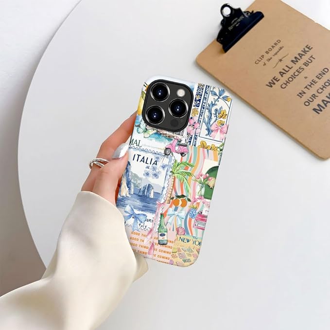 DAIZAG Case Compatible with iPhone 11 Pro Max,Fit Shockproof Cover for Women Girls,Bow Beach Landscape Collage Coastal