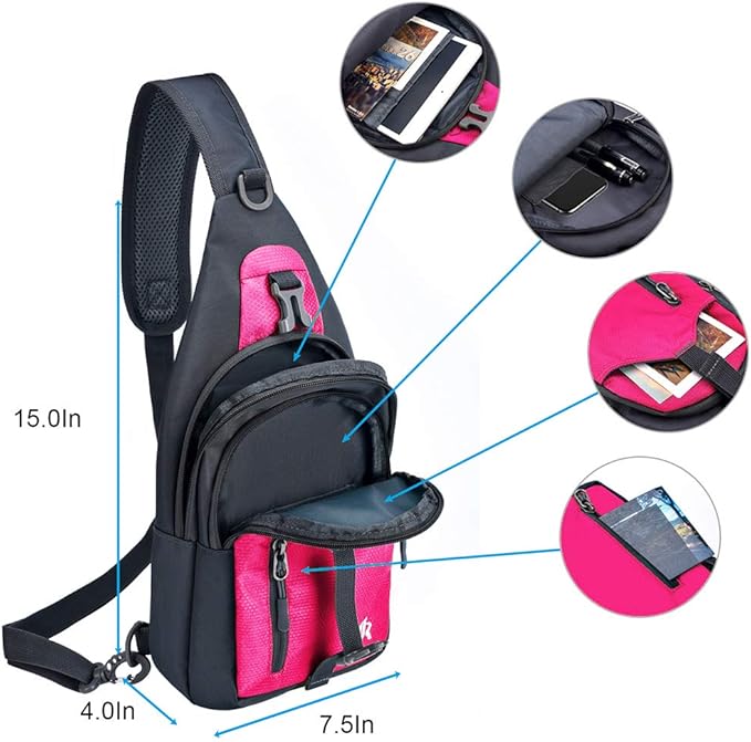 Y&R Direct 14 Colors Lightweight Sling Backpack Sling Bag Travel Hiking Small Backpack for Women Men Gifts
