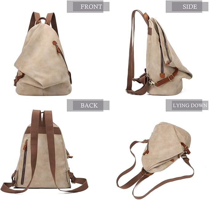 KL928 PU Leather Vintage Backpack – Large Casual Daypack Outdoor Travel Rucksack Hiking Backpacks for Men Women