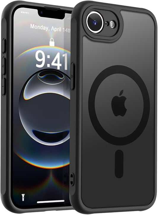 MOCCA Strong Magnetic for iPhone 16e Case [Compatible with Magsafe] [Full Camera Protection] Slim Translucent Matte Shockproof Cover for iPhone 16e Phone Case 6.1'',Black