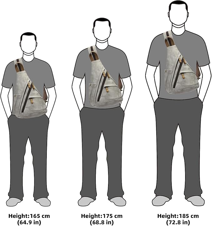 KL928 PU Leather Sling Bag - Small Crossbody Backpack Shoulder Casual Daypack Rucksack for Men Women Outdoor Cycling Hiking Travel (6881-PU-Leaden)