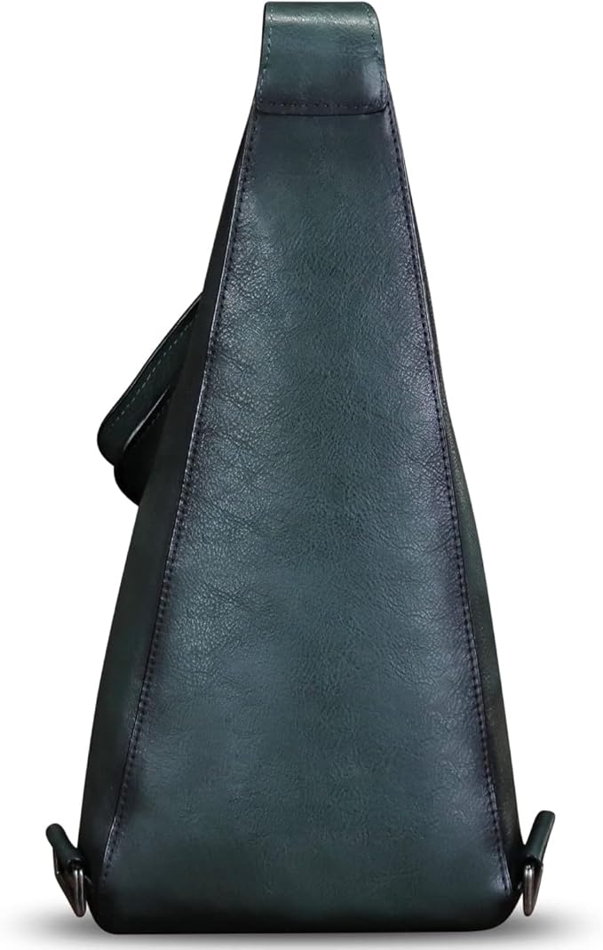 Genuine Leather Sling Bag for Men and Women Vintage Full Grain Leather Sling Purse Chest Daypack Over Shoulder Crossbody Bag (Gray)